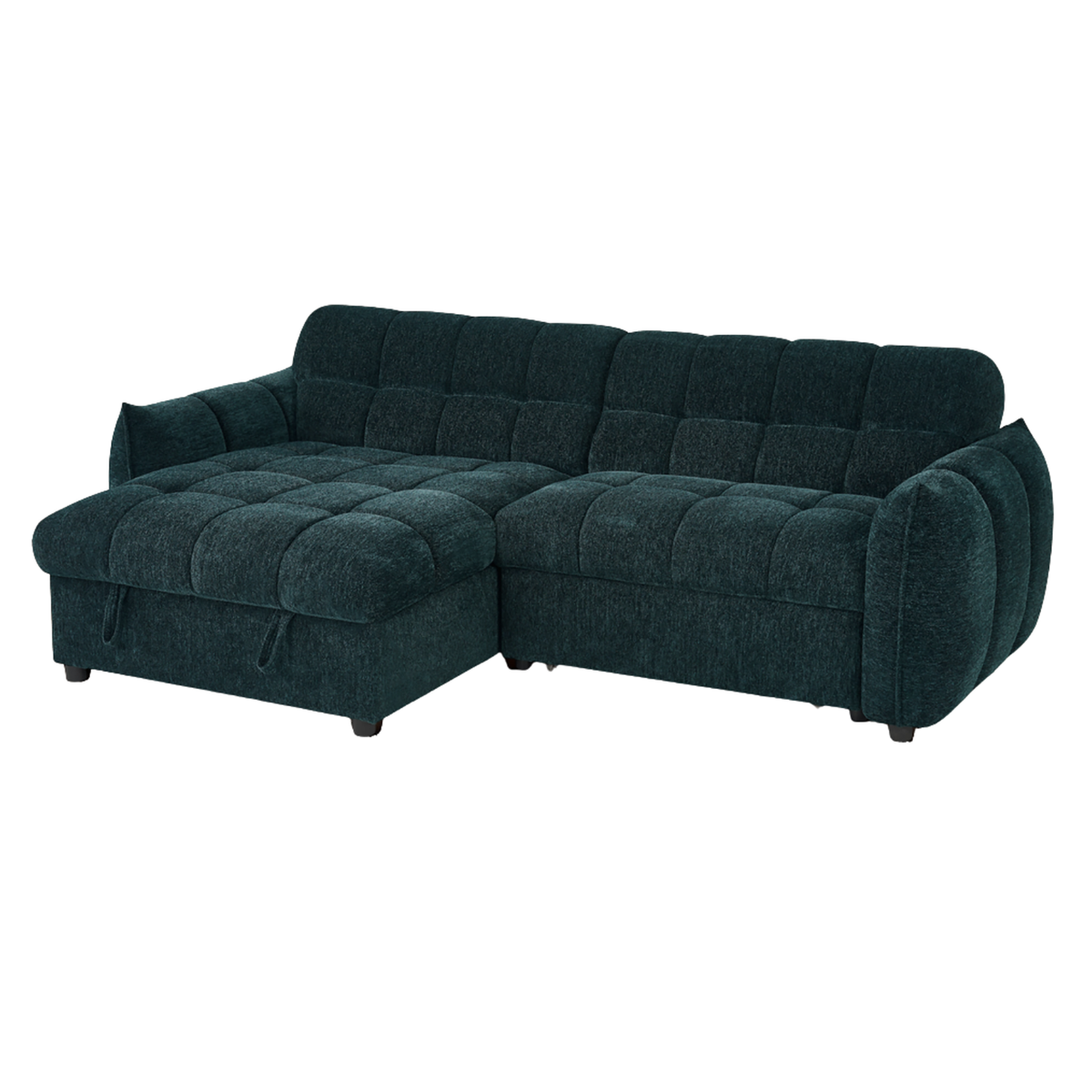 Marlow Teal Universal Corner Sofa Bed – Quilted Design with Chaise Storage