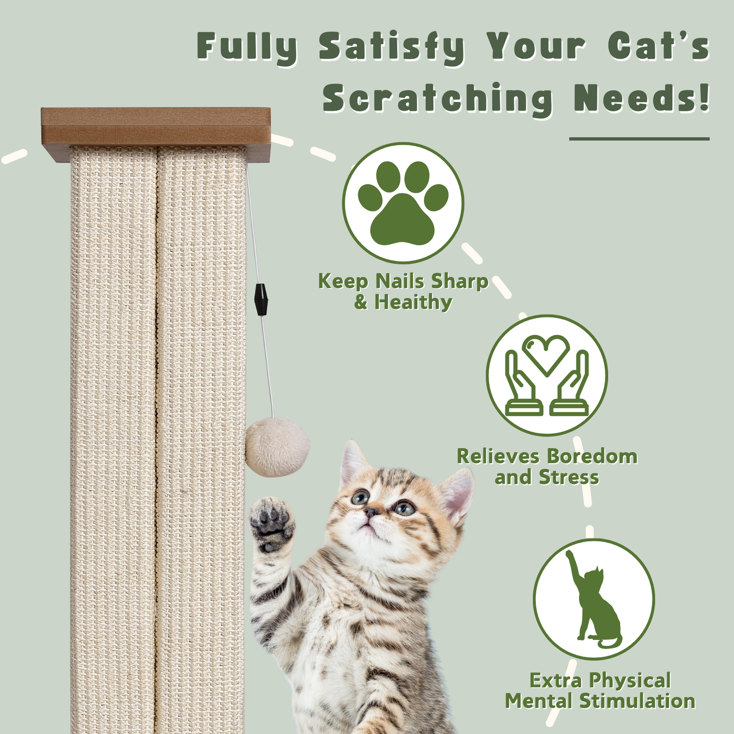 Max Mice Ultimate Heavy Duty Cat Scratching Post, Large Vertical Roman Column with Durable, Wear-Resistant gisal for Endless Scratching Enioyment(White)