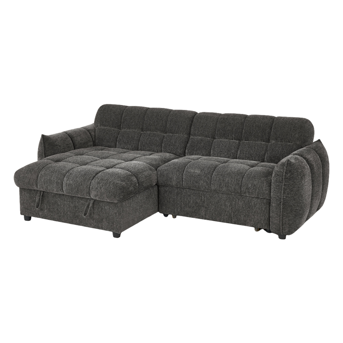Marlow Grey Universal Corner Sofa Bed – Quilted Design with Chaise Storage
