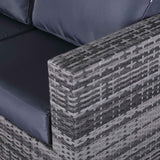 Modern Range Square Corner Sofa with Rising Table in Grey Rattan