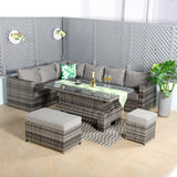 PRE ORDER...Colette Range #404R Left Hand Corner Sofa with Rising Table in Medium Grey Weave