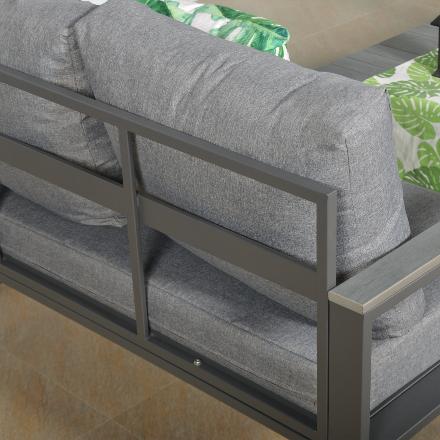 CK-02 Dune Range LHF Corner Set Charcoal Aluminium Frame With Grey Cushions