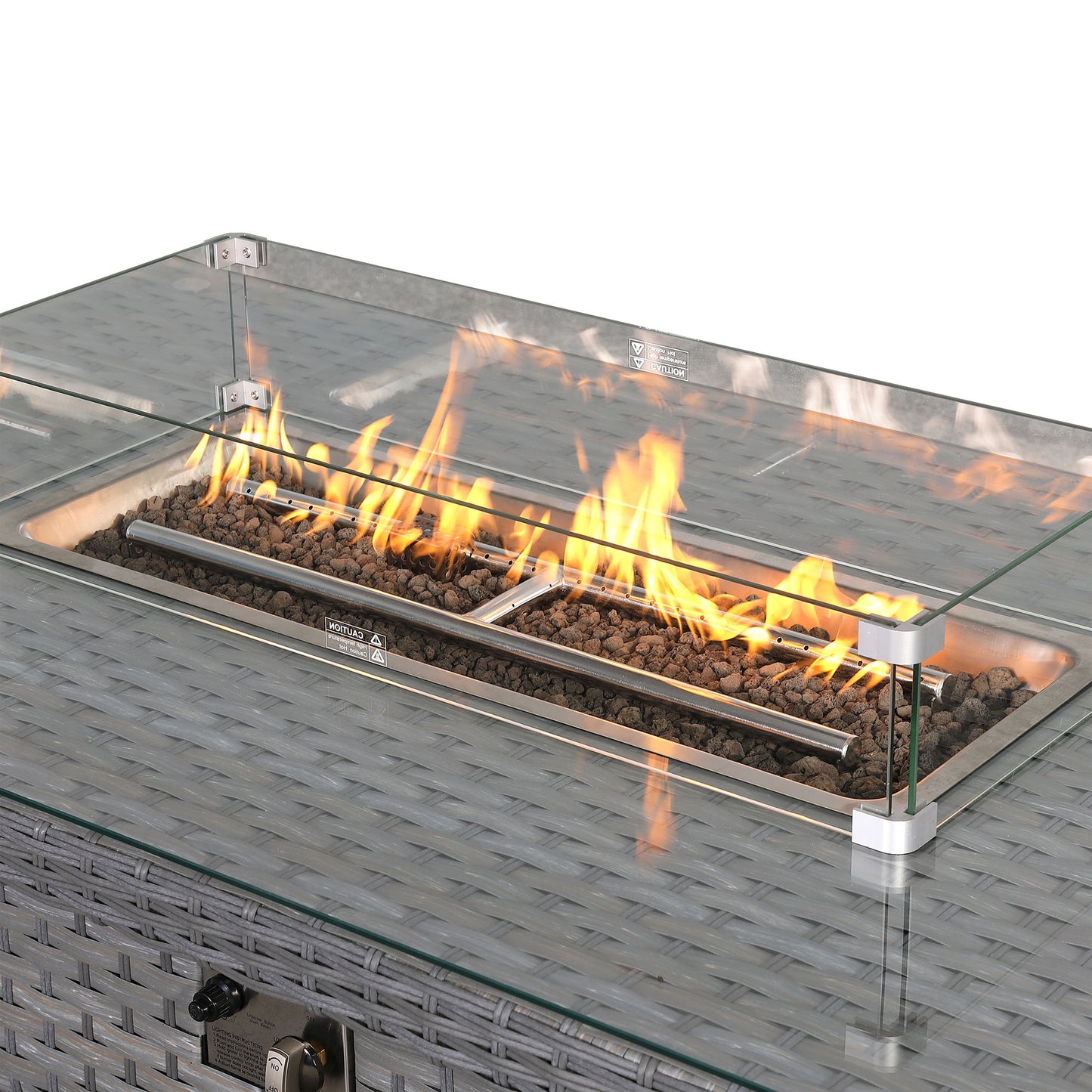 Due in End of September....Isobella Gas Firepit Rising Table with Glass Wind Guard & Lava Rocks, 55,000 BTU