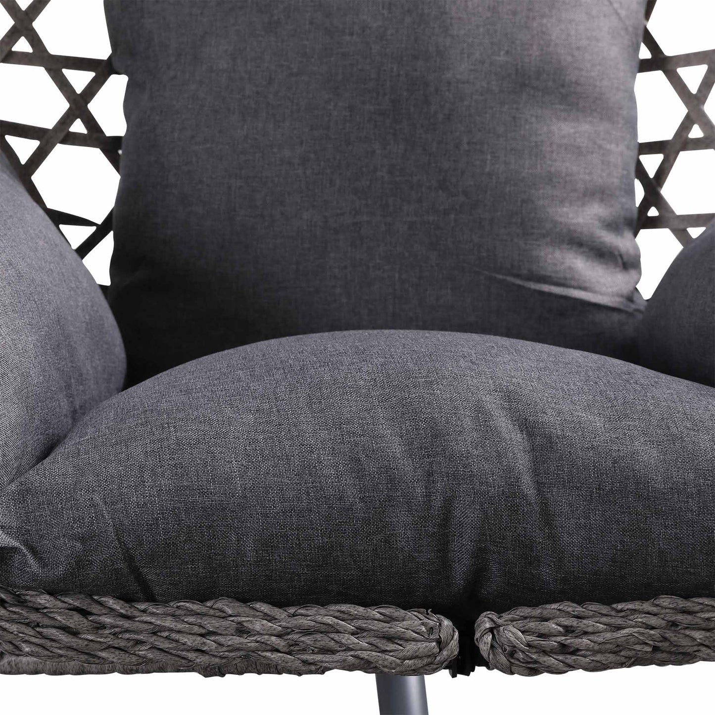 Club Rattan Nest Hanging Egg Swing Chair with Stand, Thick Showerproof Cushions, for Living Room,Balcony or Outdoor, Grey Weave & Beige Stand