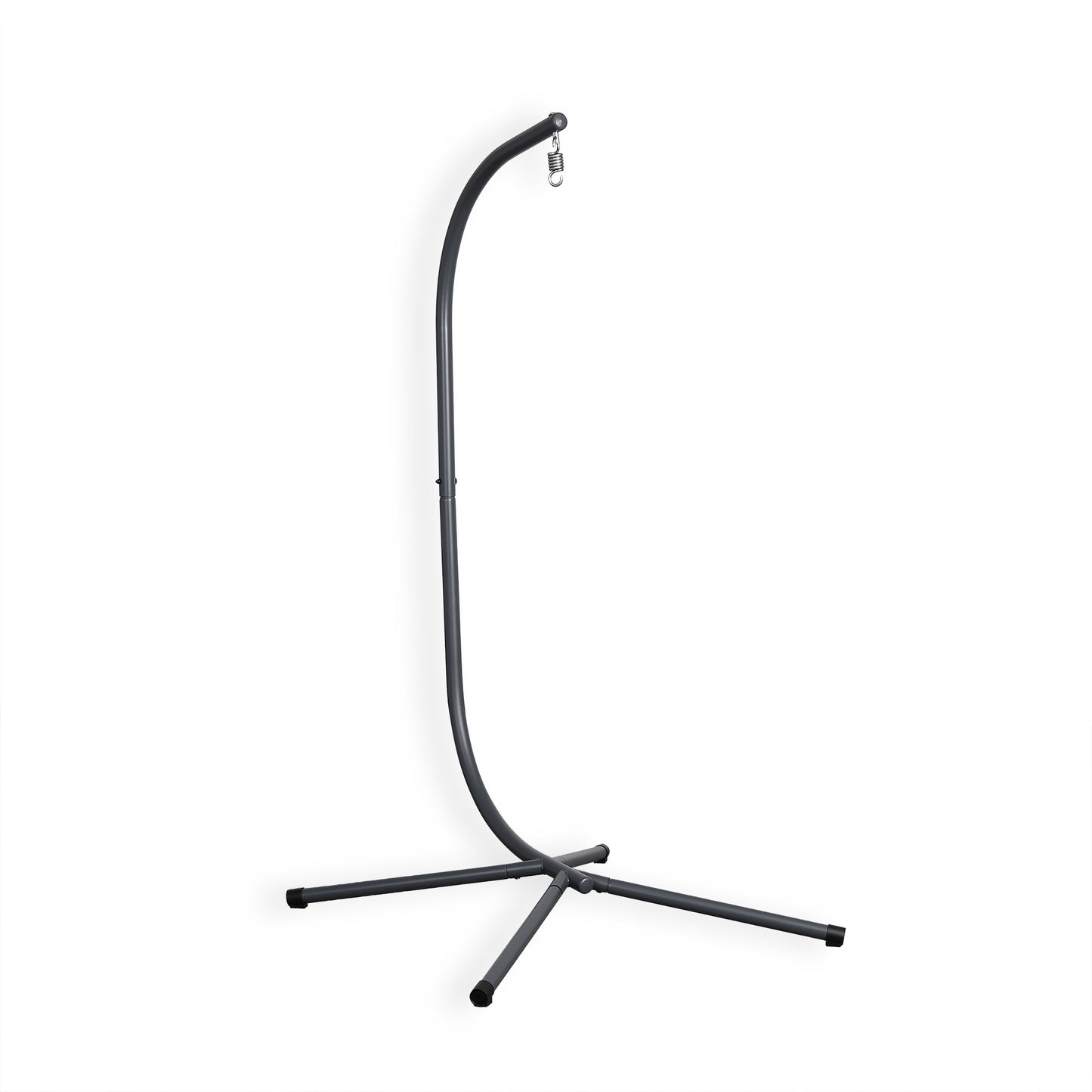 Club Rattan Nest Hanging Egg Swing Chair with Stand, Thick Showerproof Cushions, for Living Room,Balcony or Outdoor, Grey Weave & Black Stand