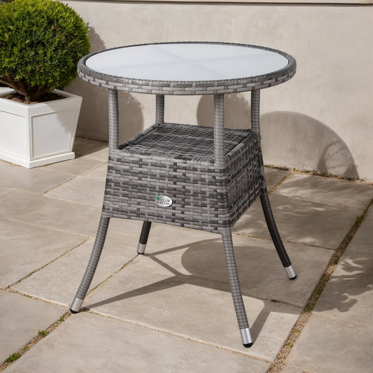 Due in 25/06/25  Palma Range Round Coffee Table | Garden Table With Frosted Safety Glass Plate