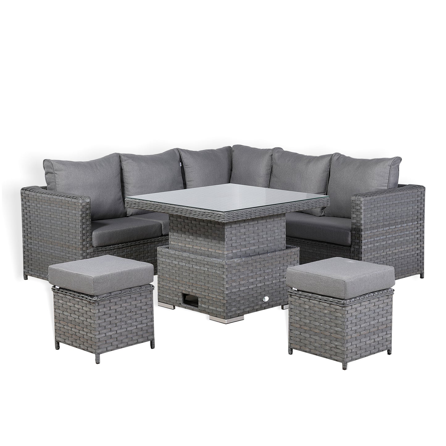 Isobella Range Square Corner Set with Rising Table in Slate Grey Weave