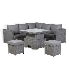 Isobella Range Square Corner Set with Rising Table in Slate Grey Weave