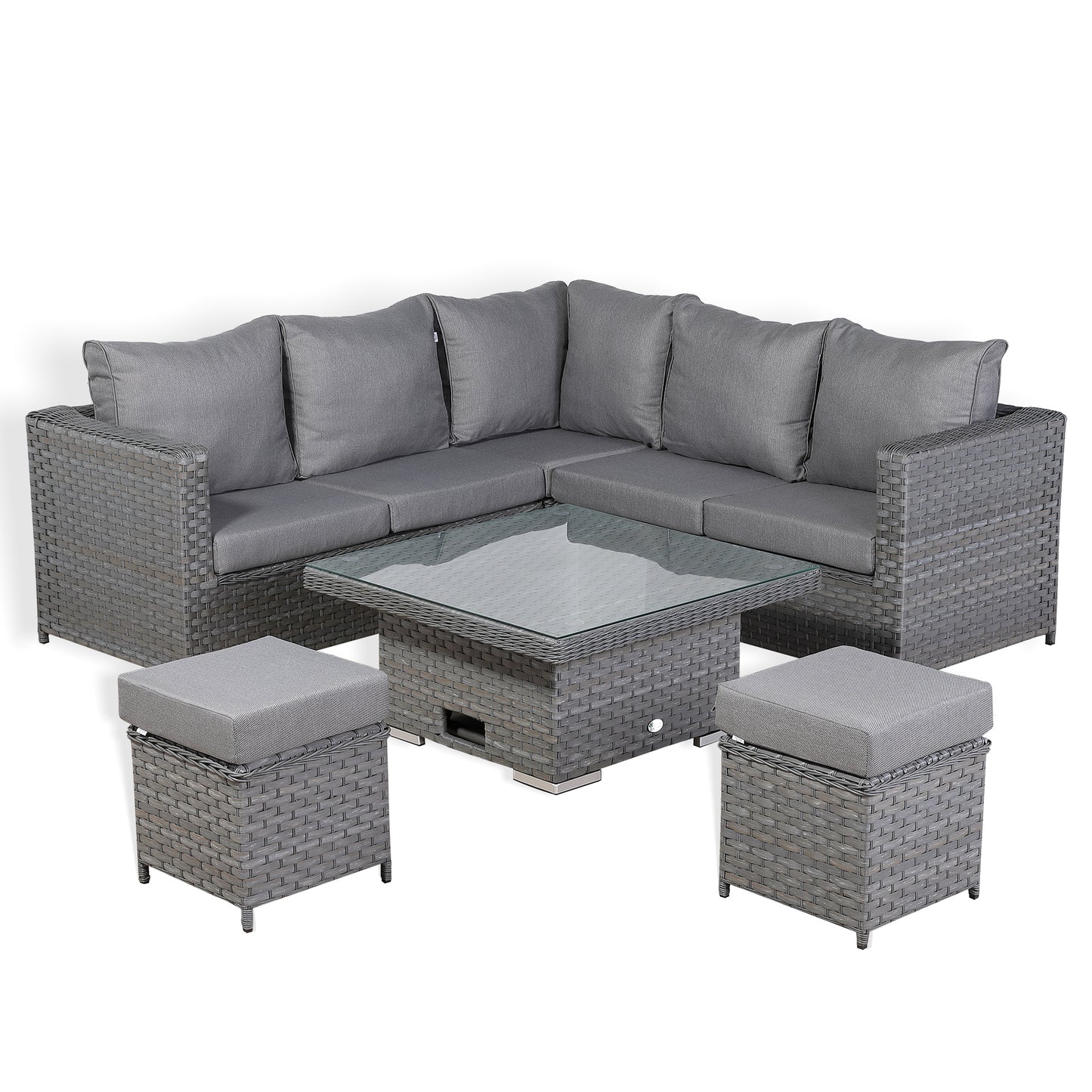 Isobella Range Square Corner Set with Rising Table in Slate Grey Weave