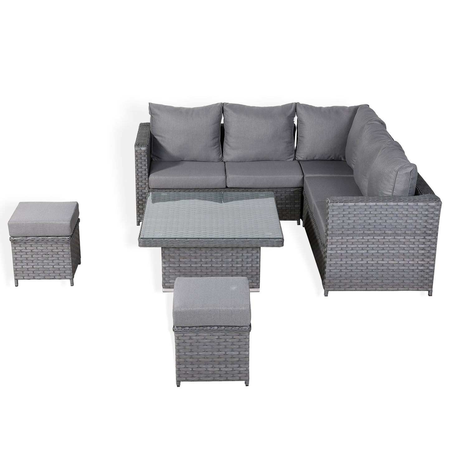 Isobella Range Square Corner Set with Rising Table in Slate Grey Weave