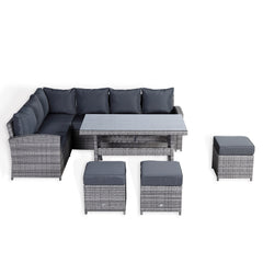 Harmony Range High Back Left Hand Corner Sofa Set with Dinning Table in Grey Rattan(CS14)