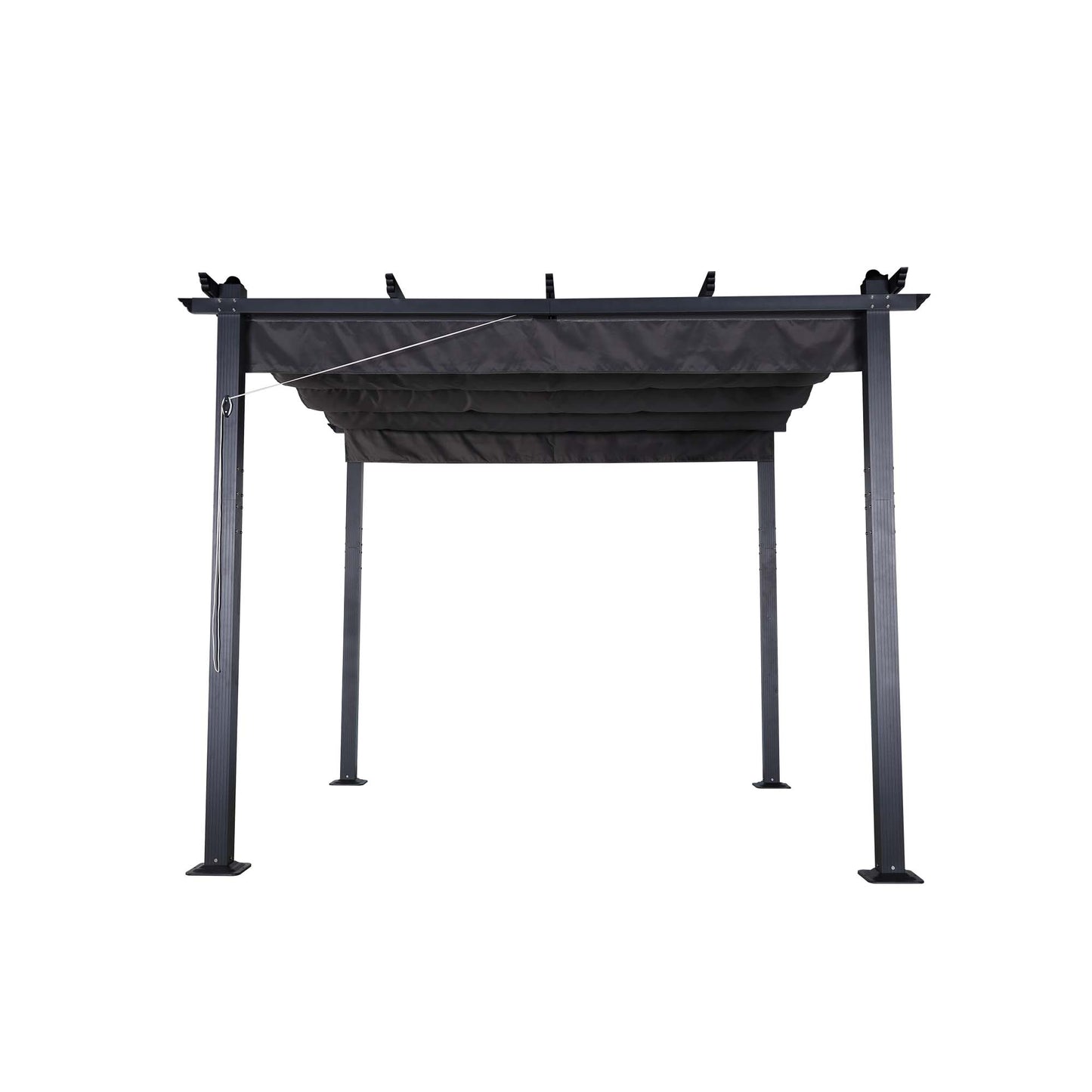 Club Rattan 3 X 3M Aluminium Pergola With Retractable Grey Roof, Large Garden Pergola for BBQ, Outdoor and patio, in Charcoal