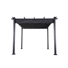 Club Rattan 3 X 4M Aluminium Pergola With Retractable Grey Roof, Large Garden Pergola for BBQ, Outdoor and patio, in Charcoal