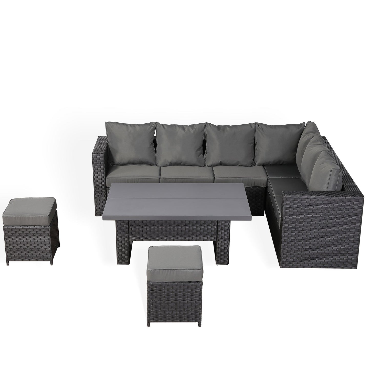 Bath Range Modular Corner Sofa with Rising Table in Large Black Rattan (CS06)