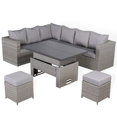 Harlow Range Modular Large Corner Sofa with Rising Table in Large Grey Rattan (CS06)