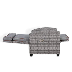 Rose Range Reclining Armchair with Flip Table in Grey Weave and Grey Cushions