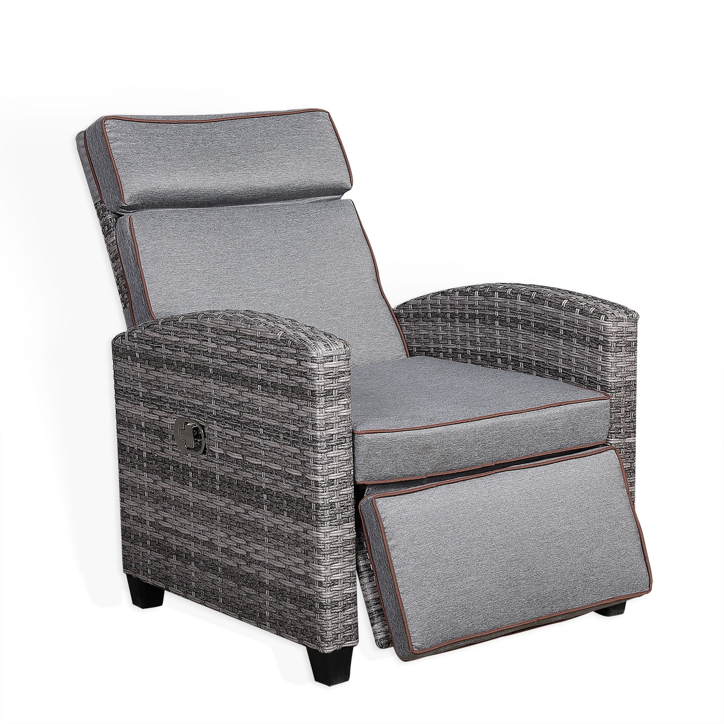 Rose Range Reclining Armchair with Flip Table in Grey Weave and Grey Cushions