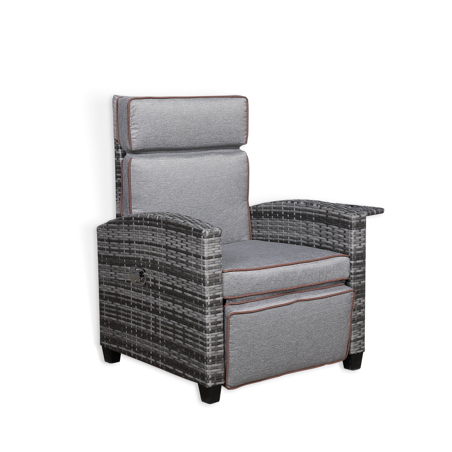 Harmony Range Reclining Armchair with Flip Table in Grey Weave and Grey Cushions