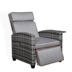 Harmony Range Reclining Armchair with Flip Table in Grey Weave and Grey Cushions