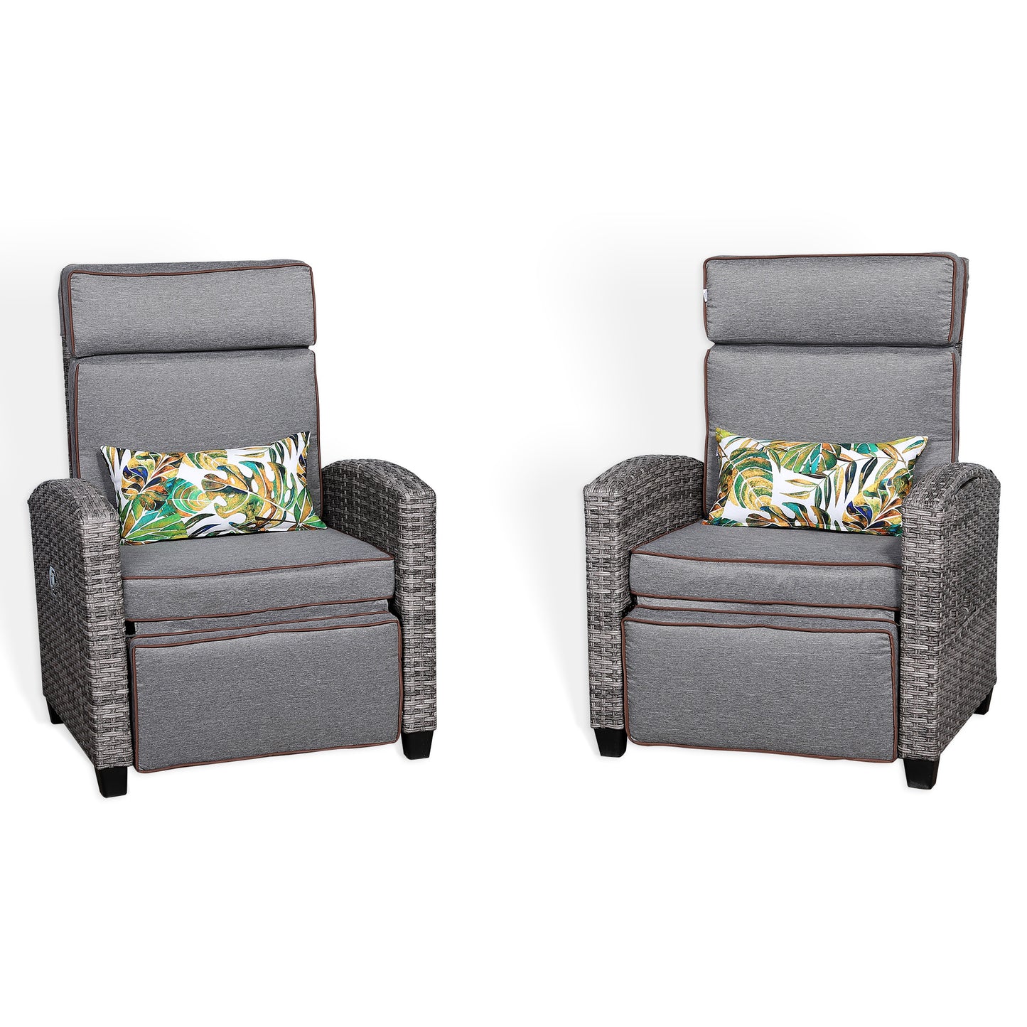 Rose Range Reclining Armchair with Flip Table in Grey Weave and Grey Cushions