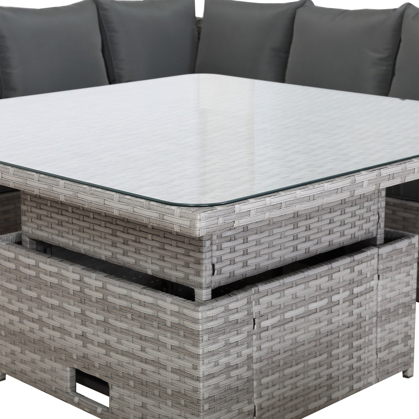 PRE ORDER-Bristol Range 11 Seater L-Shape Rattan Garden Furniture Set | All-Weather Corner Sofa Dining Set with Free Rain Cover