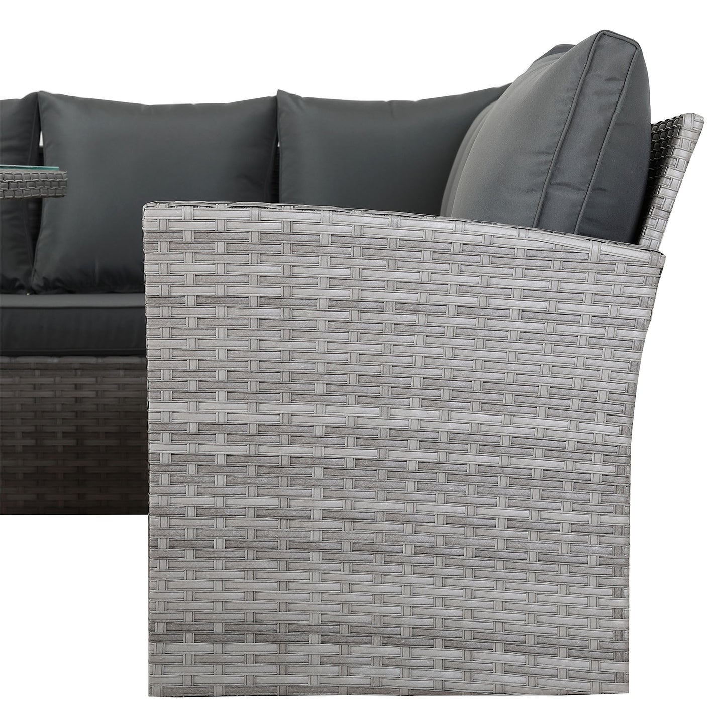 PRE ORDER-Bristol Range 11 Seater L-Shape Rattan Garden Furniture Set | All-Weather Corner Sofa Dining Set with Free Rain Cover