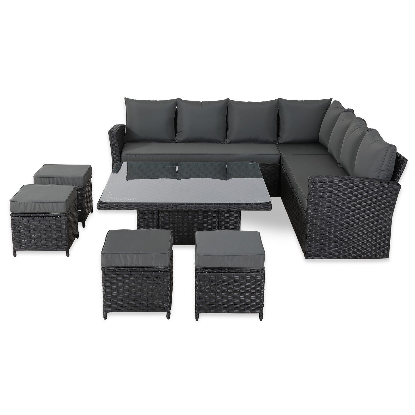 PRE ORDER-Bath High Back Range 11 Seater L-Shape Rattan Garden Furniture Set | | All-Weather Corner Sofa Dining Set with Free Rain Cover