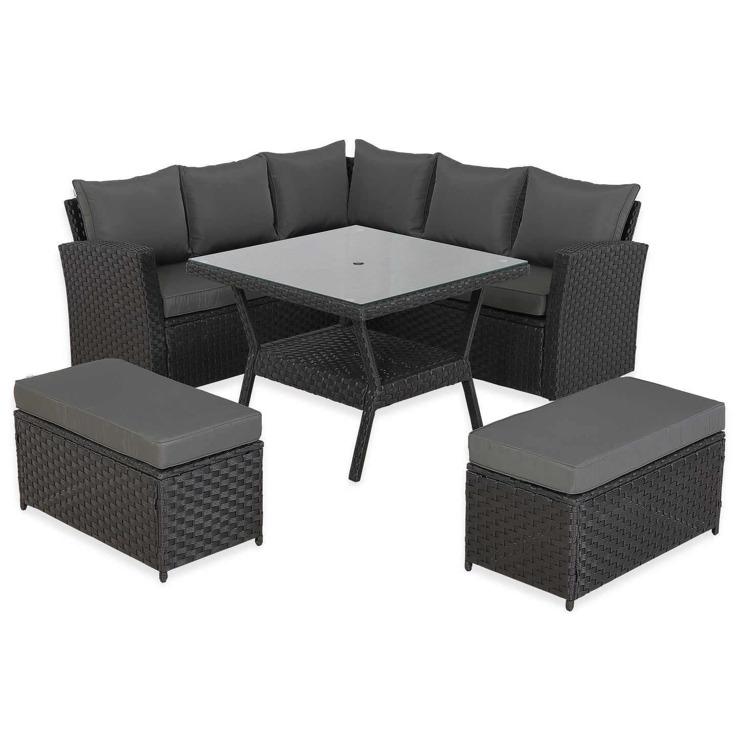 PRE ORDER-Bath High Back Range 9 Seater Rattan Garden Furniture Set | All-Weather Sofa & Dining Set with Free Rain Cover