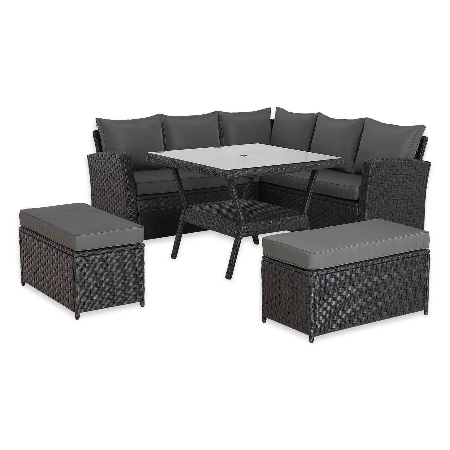 PRE ORDER-Bath High Back Range 9 Seater Rattan Garden Furniture Set | All-Weather Sofa & Dining Set with Free Rain Cover