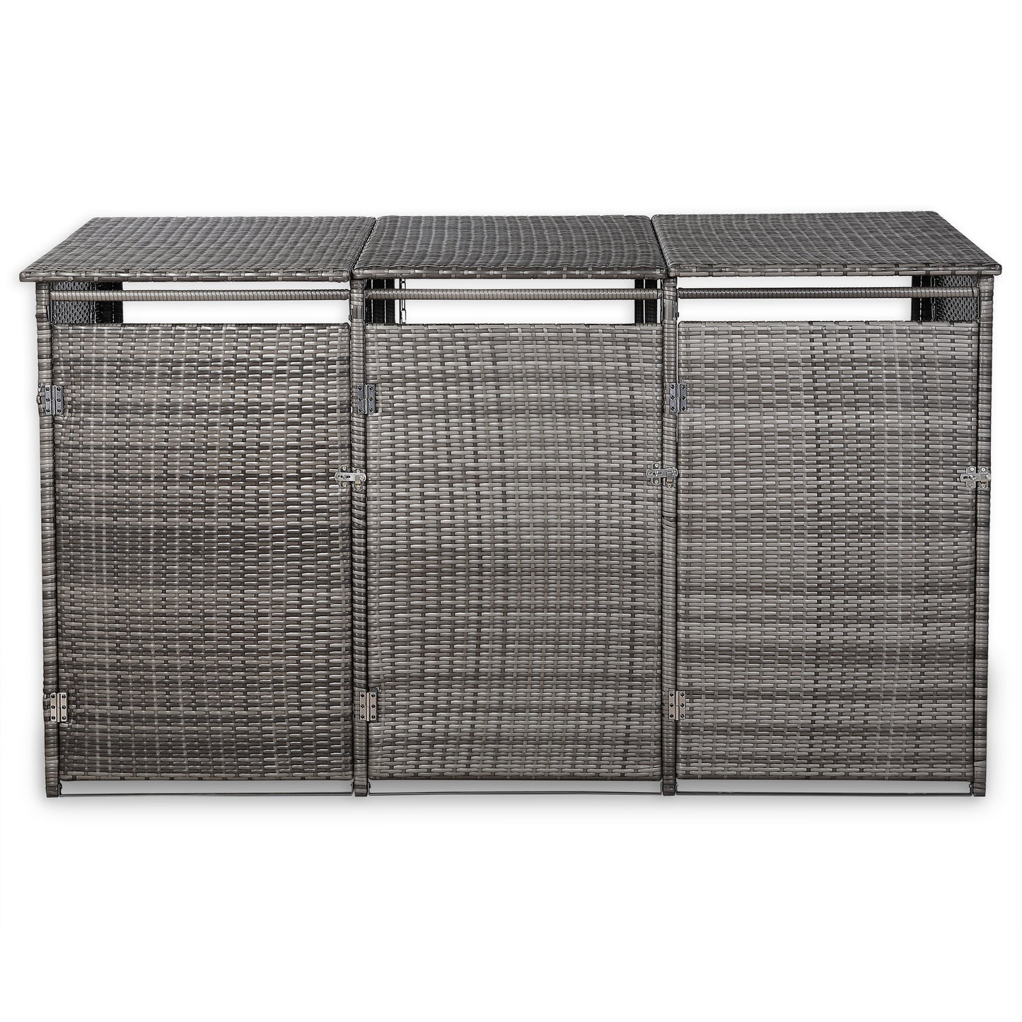 Club Rattan wheelie bins shed / store in Grey Rattan Weave (WBS-3G)