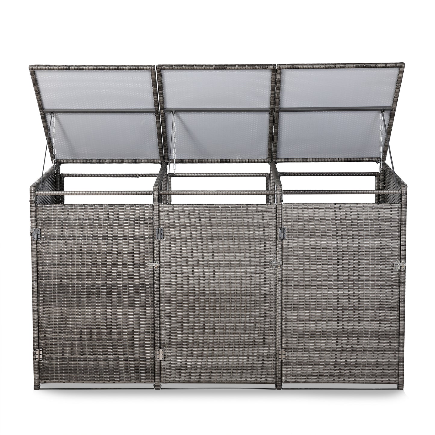 Club Rattan wheelie bins shed / store in Grey Rattan Weave (WBS-3G)