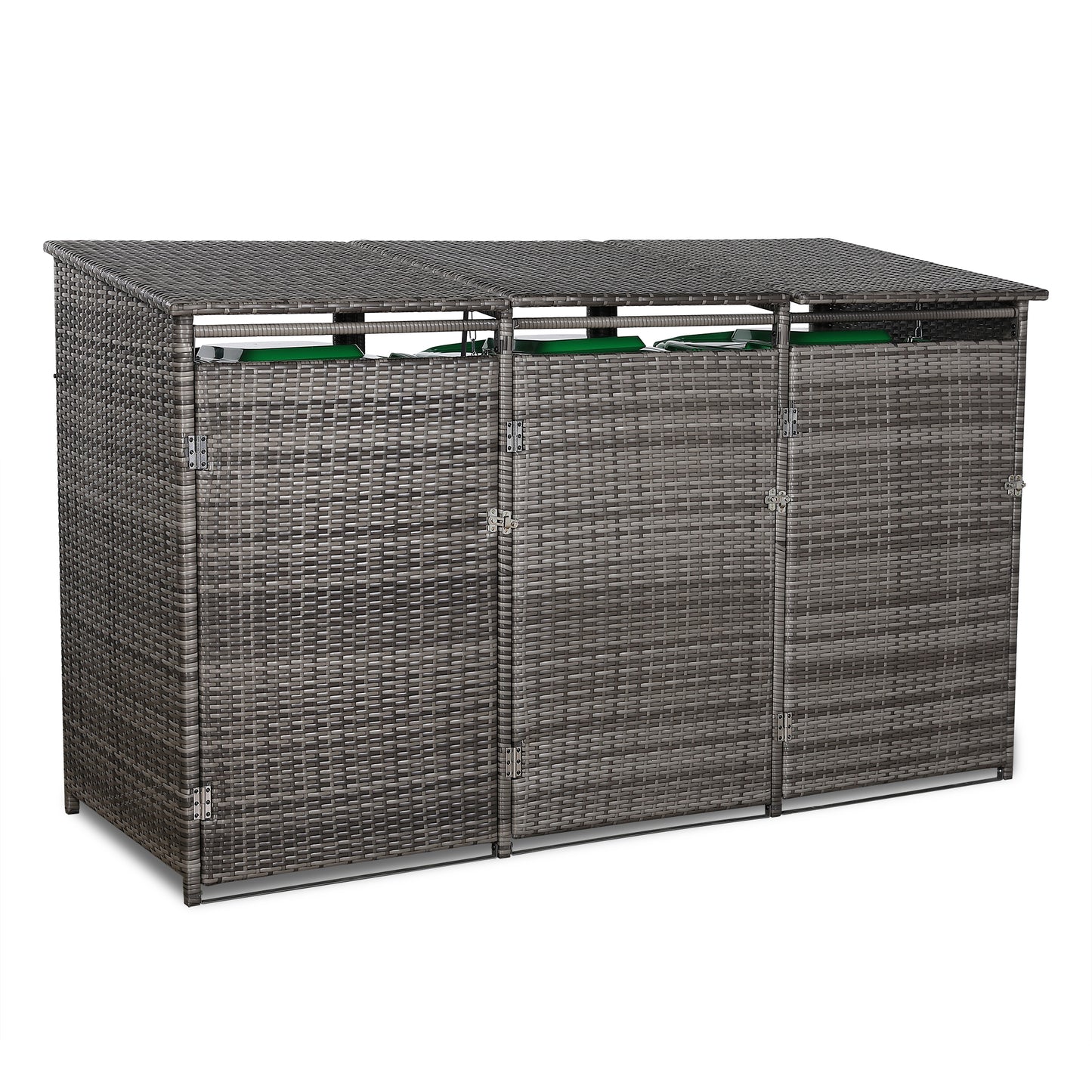 Club Rattan wheelie bins shed / store in Grey Rattan Weave (WBS-3G)
