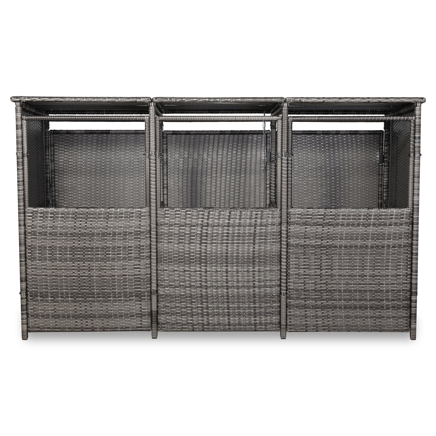 Club Rattan wheelie bins shed / store in Grey Rattan Weave (WBS-3G)