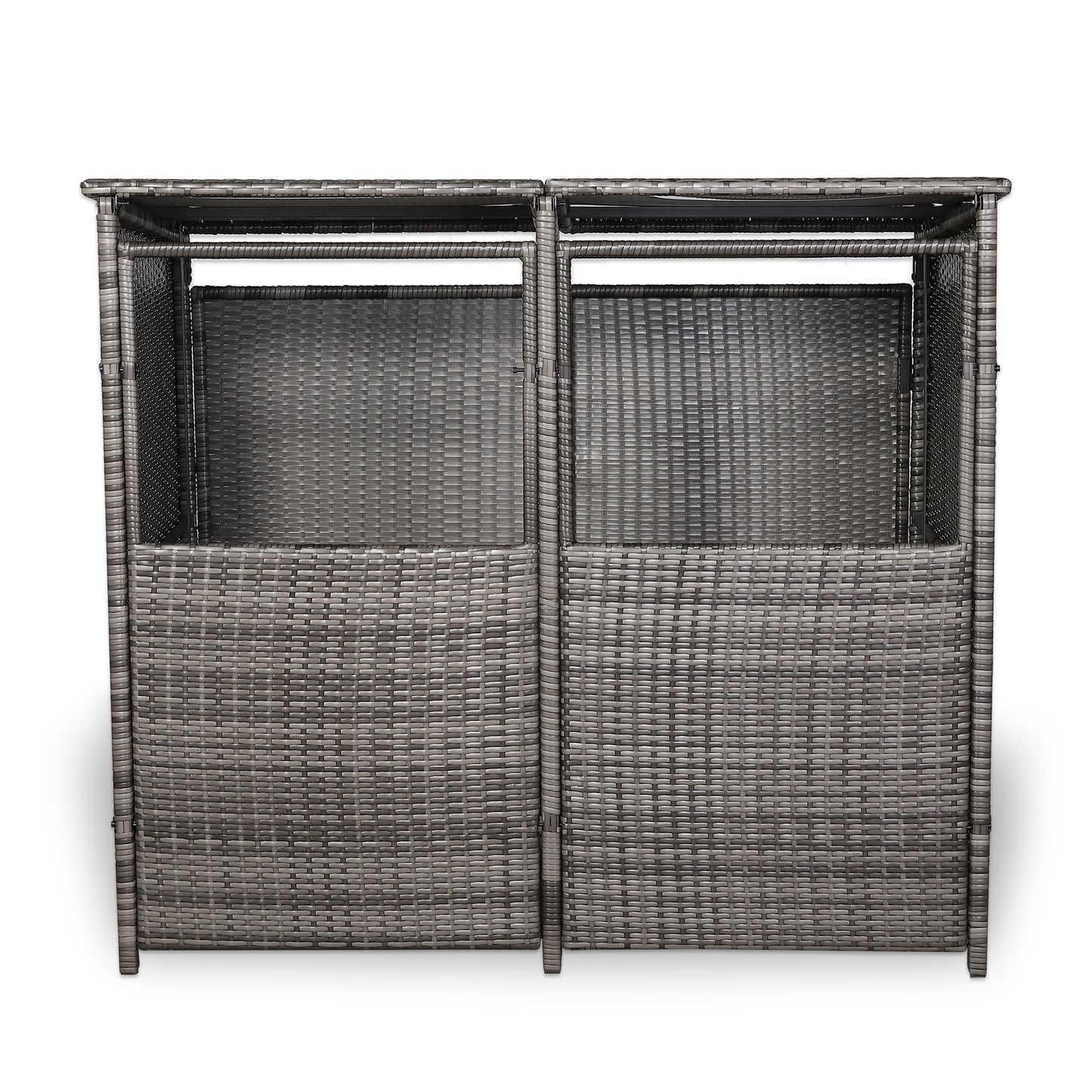 Club Rattan wheelie bins shed / store in Grey Rattan Weave (WBS-2G)