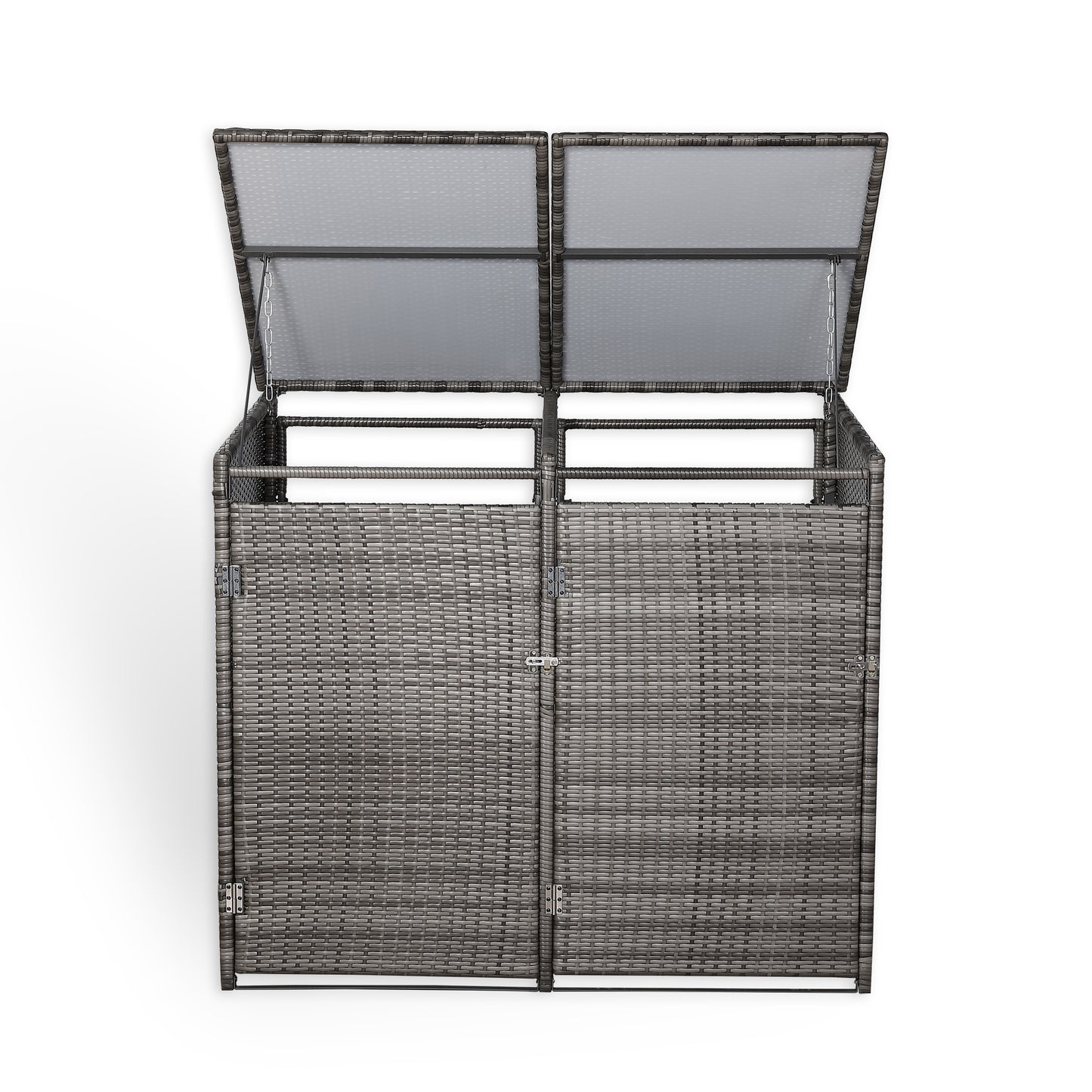 Club Rattan wheelie bins shed / store in Grey Rattan Weave (WBS-2G)