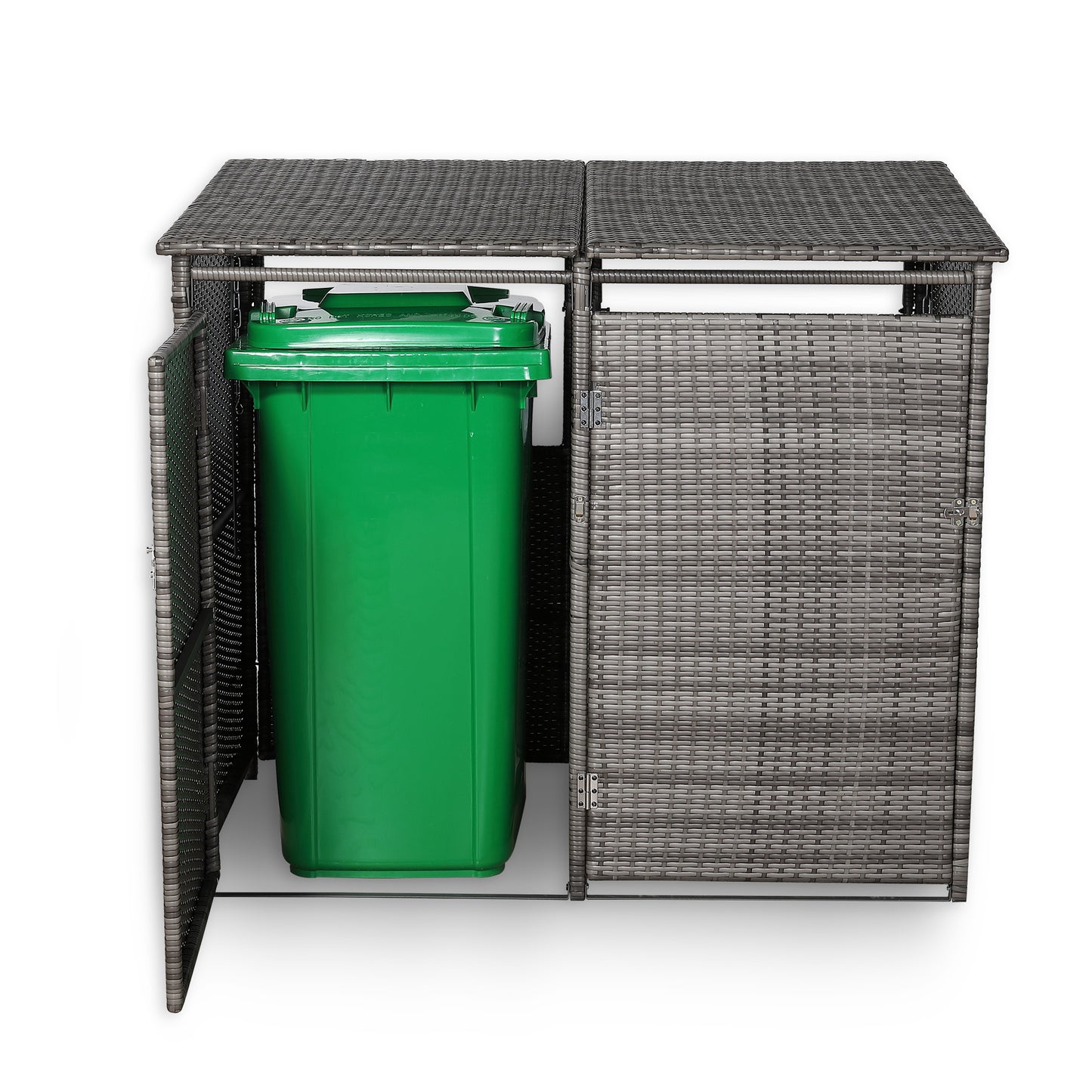 Club Rattan wheelie bins shed / store in Grey Rattan Weave (WBS-2G)