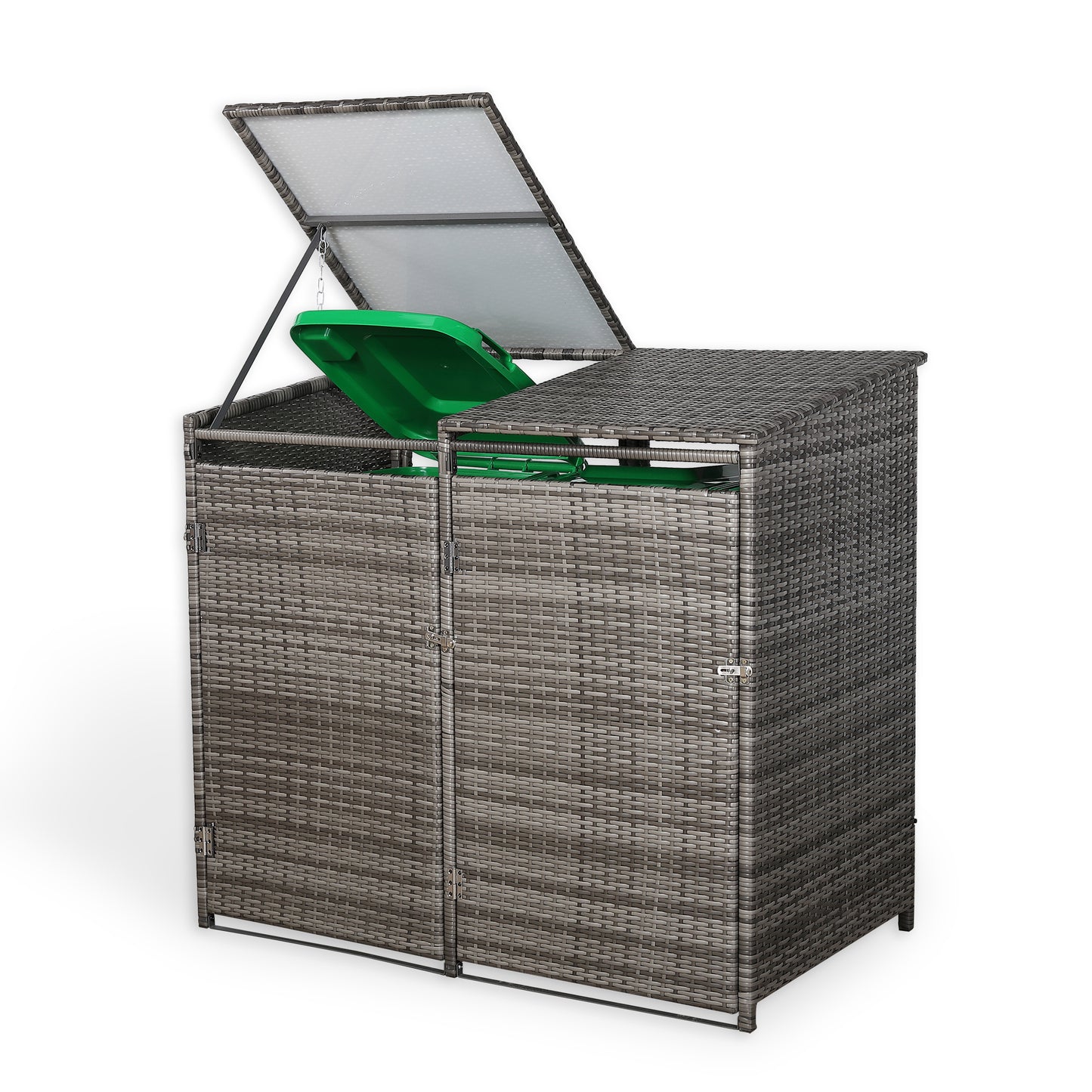 Club Rattan wheelie bins shed / store in Grey Rattan Weave (WBS-2G)
