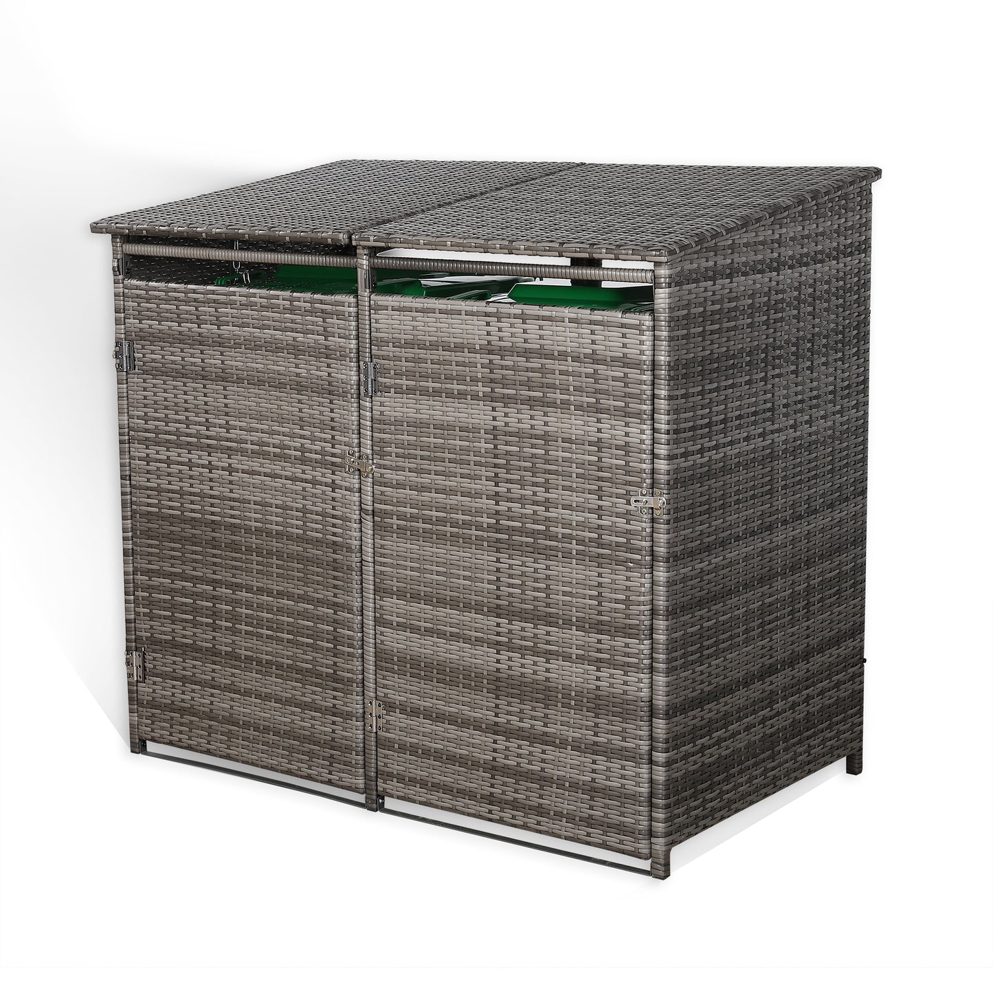 Club Rattan wheelie bins shed / store in Grey Rattan Weave (WBS-2G)