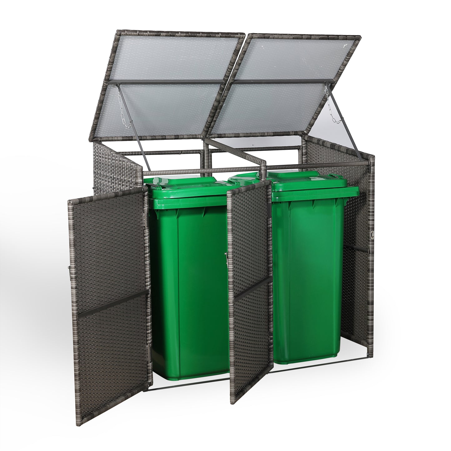 Club Rattan wheelie bins shed / store in Grey Rattan Weave (WBS-2G)