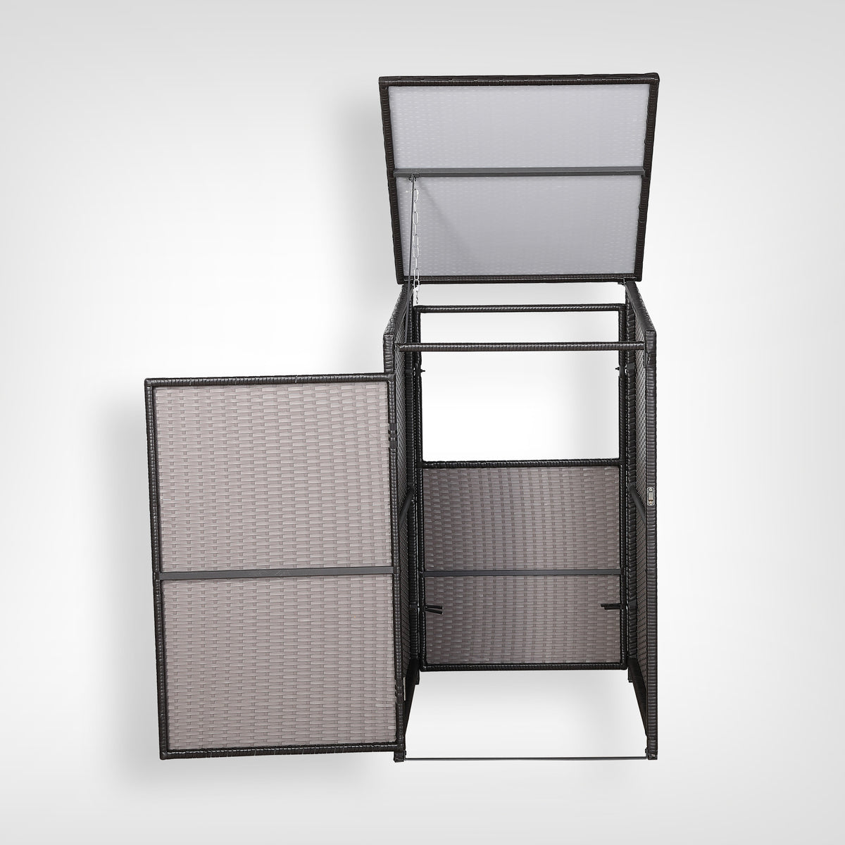 Club Rattan Ebony wheelie bin shed / store in Dark Brown Rattan Weave (WBS-1B)