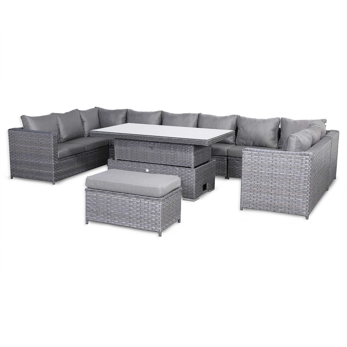 Isobella Range Large Modular U-Shape Corner Set with Rising Table in Slate Grey Weave