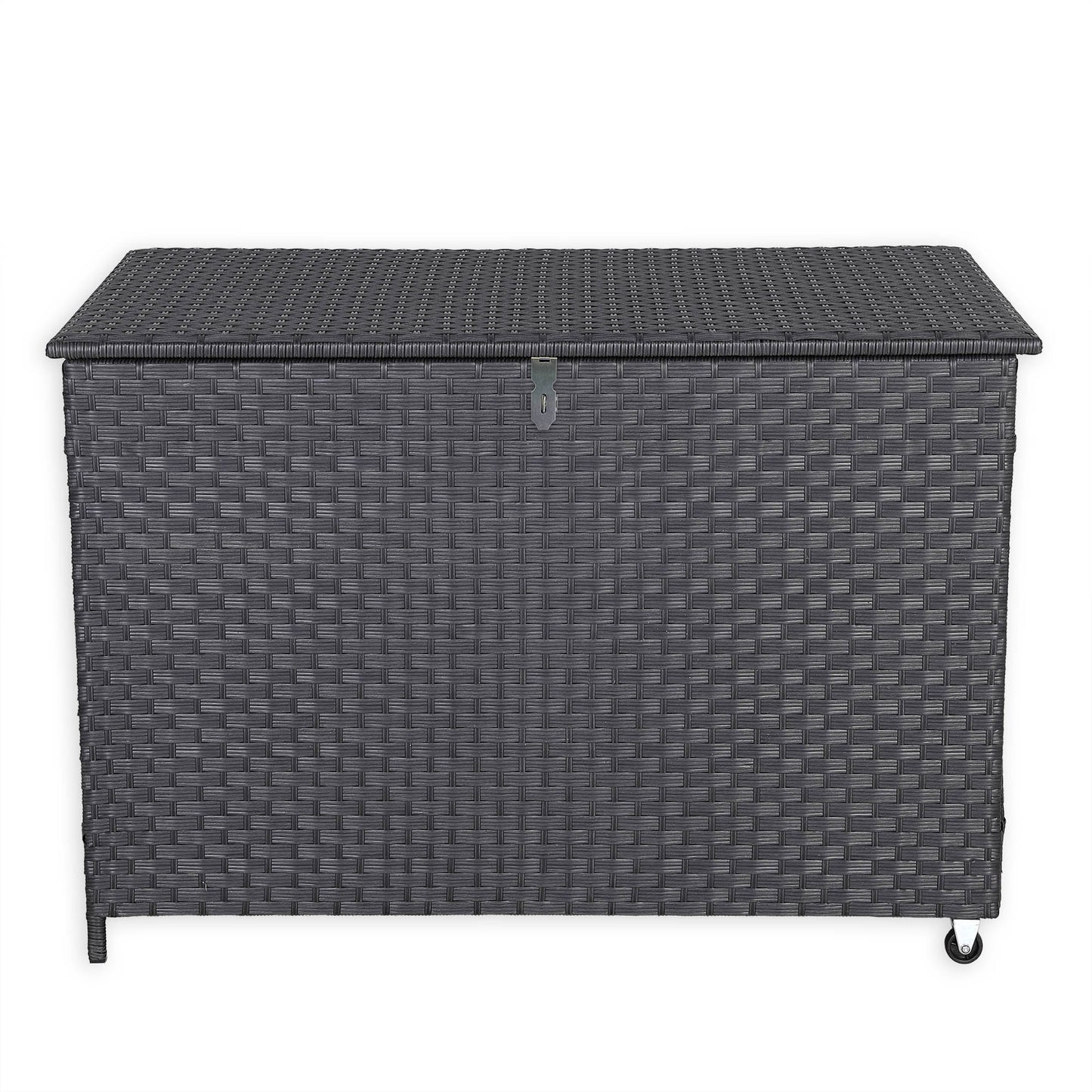 Bath Range Large Storage Box in Black Rattan Weave