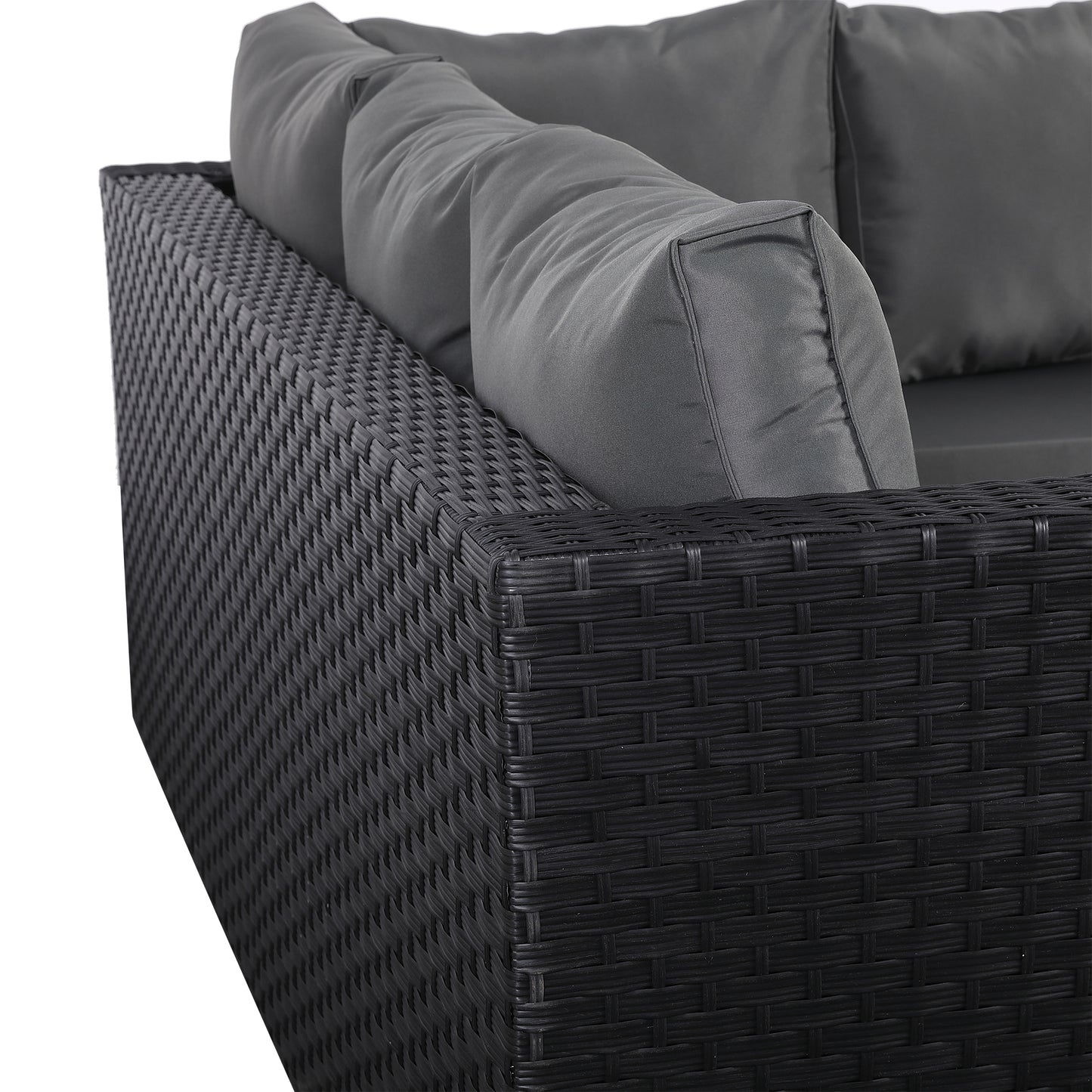 Bath Range Compact Corner Sofa with Dining Table in Black Rattan