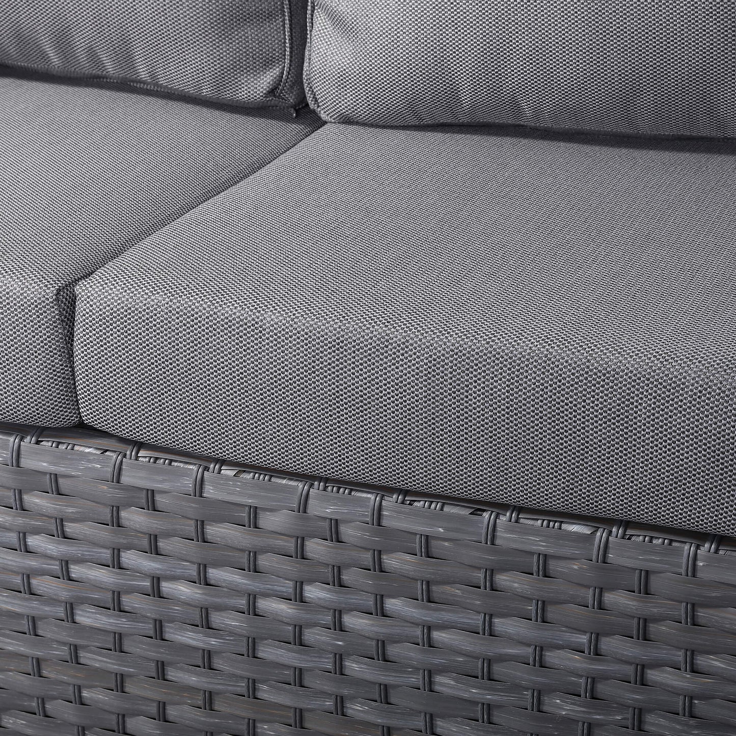 Isobella Range Elite Left Hand Corner Sofa Set with Rising Table and Arm Chair in Grey Rattan