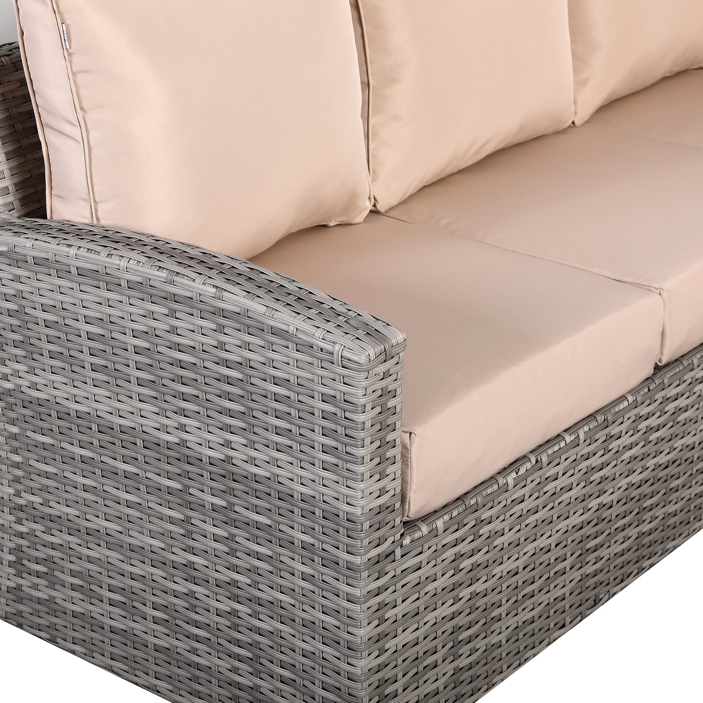 Due in 01/03/25 Ashley Range Elite Left Hand Corner Sofa Set with Rising Table in Light Grey Rattan (804PLUS)