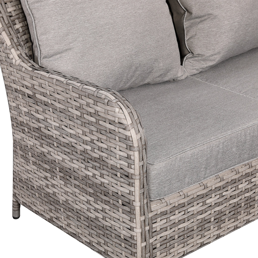 Sicily Range Aluminium Left Hand Corner Set with Rising Table in Rustic Grey Weave