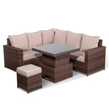 Canna Range High Back Small Dining Corner Sofa Set in Brown Weave