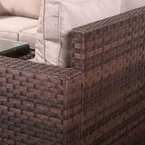 Canna Range High Back Small Dining Corner Sofa Set in Brown Weave