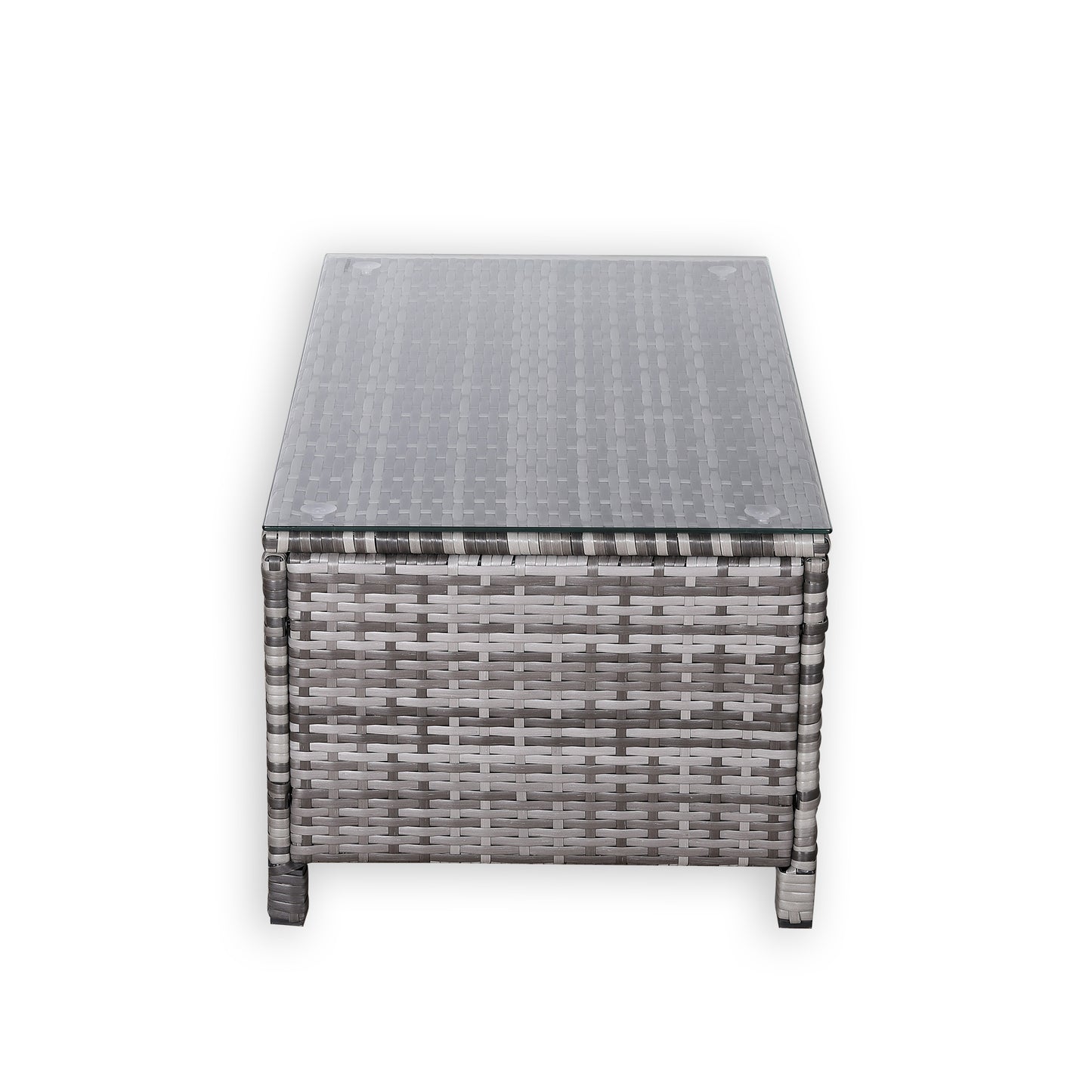 Modern Range Long Side Table in Grey Rattan Weave