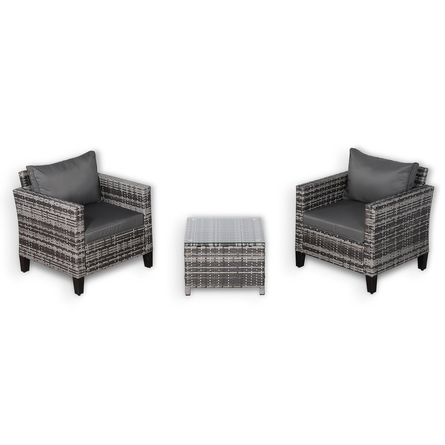 Palma Range Bistro Set in Grey Rattan and Grey Cushions